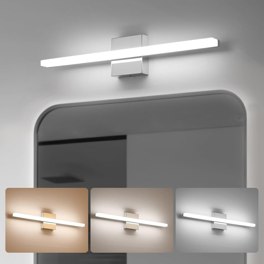 Modern Bathroom Vanity Light Fixtures, Chrome Wall Lamp above Mirror