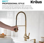 KRAUS Britt Commercial Style Kitchen Faucet in Spot Free Antique Champagne Bronze, KPF-1690SFACB