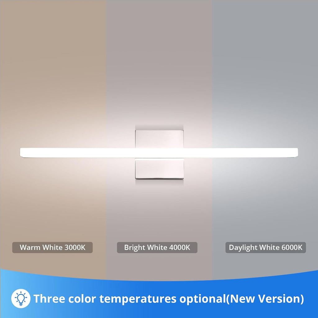 Modern Bathroom Vanity Light Fixtures, Chrome Wall Lamp above Mirror