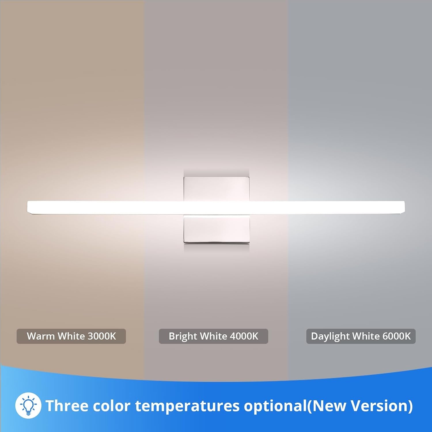 Modern Bathroom Vanity Light Fixtures, Chrome Wall Lamp above Mirror