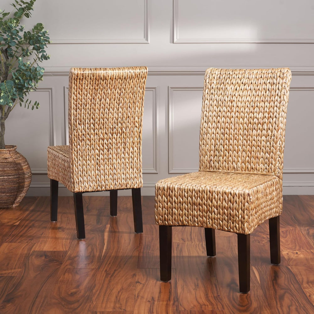 Safavieh Home Collection Luz Natural Wicker Dining Chair (Set of 2), 18"