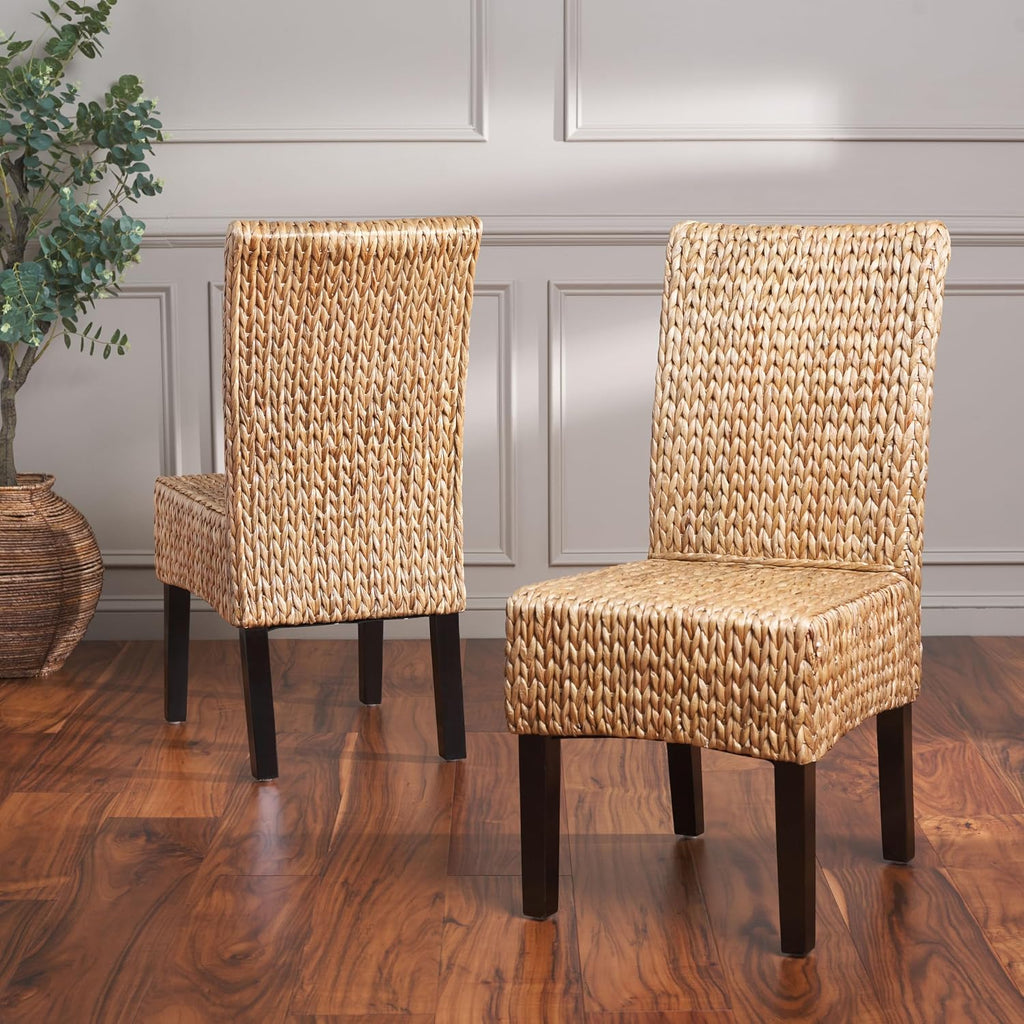 Safavieh Home Collection Luz Natural Wicker Dining Chair (Set of 2), 18"