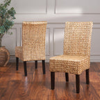Safavieh Home Collection Luz Natural Wicker Dining Chair (Set of 2), 18"