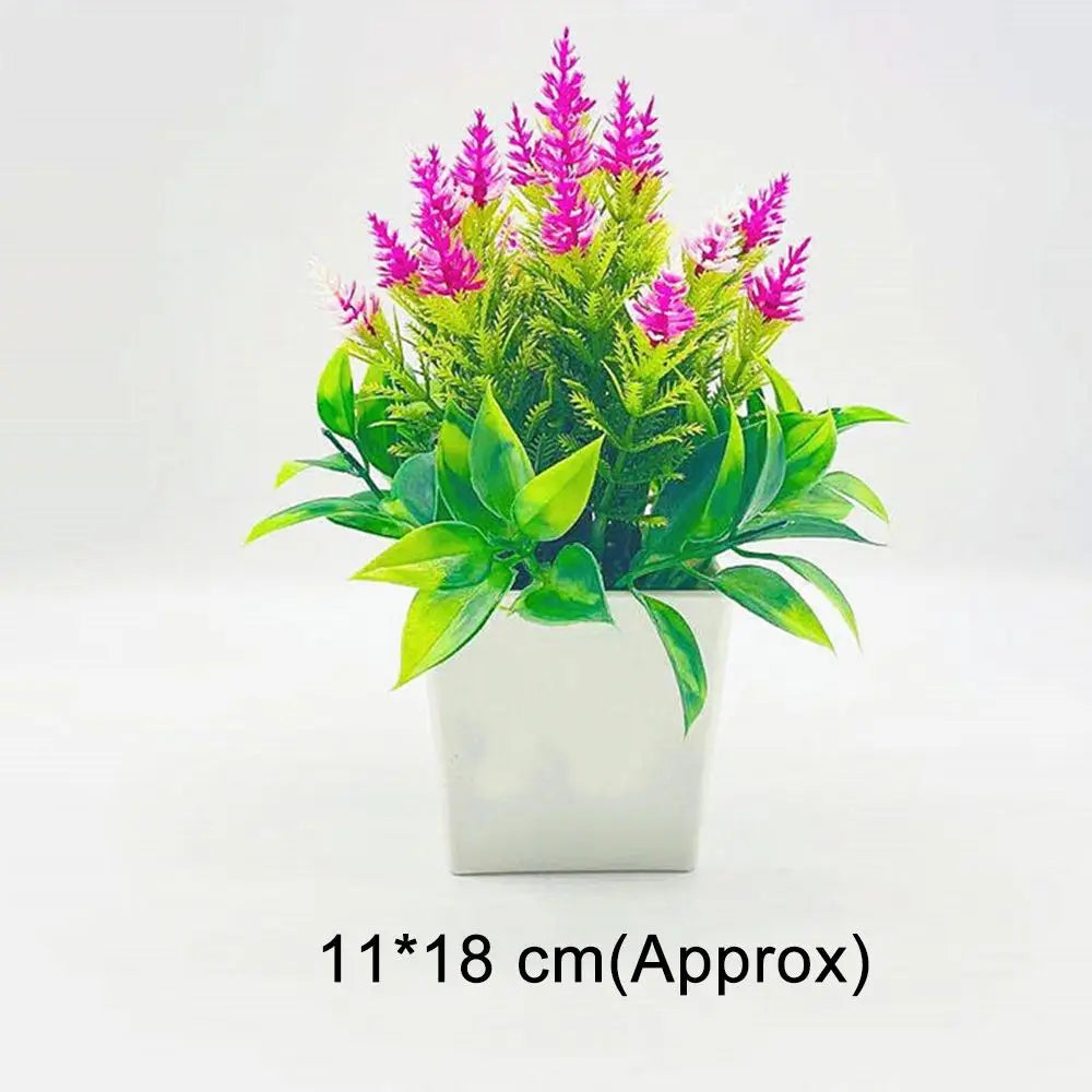 New Artificial Potted Plant with Pot Bonsai Faux Silk Flower Indoor Outdoor Home Garden Office Decoration Plants Ornements