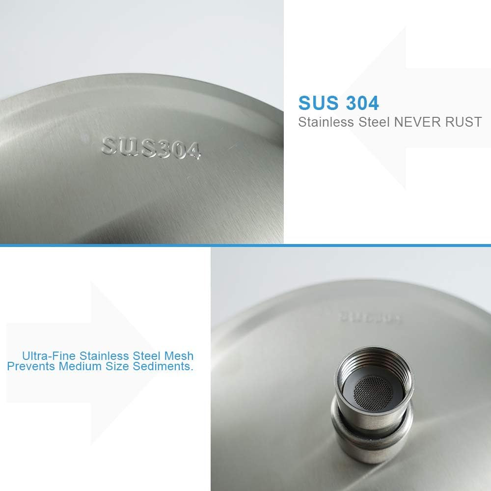 Rain Shower Head, Ultra-Thin Design-Pressure Boosting, Awesome Some Experience, High Flow Stainless Steel Rainfall Head (8 Inch,Brushed Nickel)