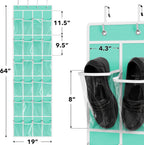 24 Pockets Clear over the Door Shoe Organizer, Turquoise