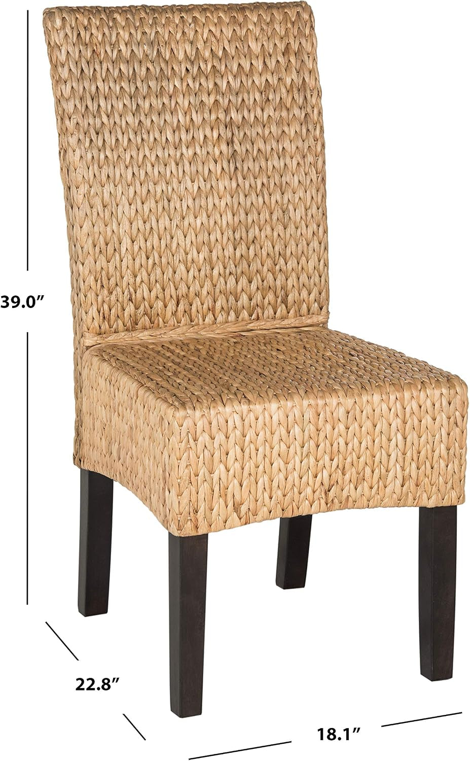 Safavieh Home Collection Luz Natural Wicker Dining Chair (Set of 2), 18"