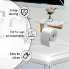 Toilet Paper Holder with Natural Marble Shelf for Bathroom Washroom,Wall Mounted Tissue Holder Suitable for Mega Roll (Brushed Gold, Middle 7.87 * 4.72 In)