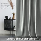 Faux Silk Silver Grey Blackout Curtains 52W X 96L 2 Panels