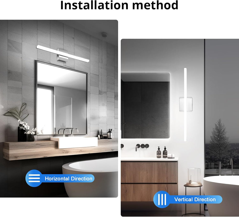 Modern Bathroom Vanity Light Fixtures, Chrome Wall Lamp above Mirror