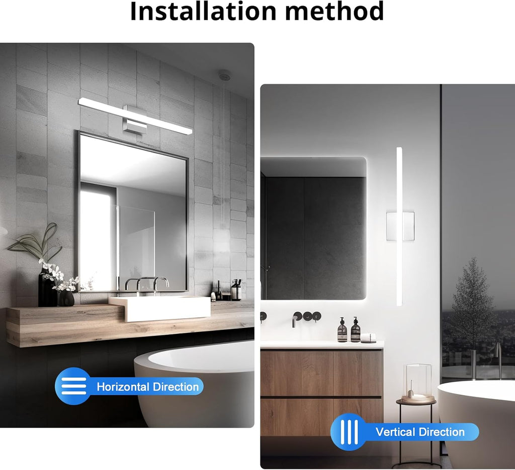Modern Bathroom Vanity Light Fixtures, Chrome Wall Lamp above Mirror