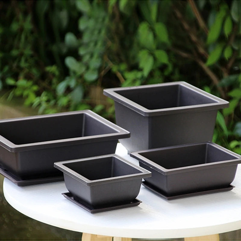 Rectangular Flowerpots Imitation Purple Clay Plants Pot Outdoor Garden Landscape Bonsai Pots for Plant Macetas Para Plantas