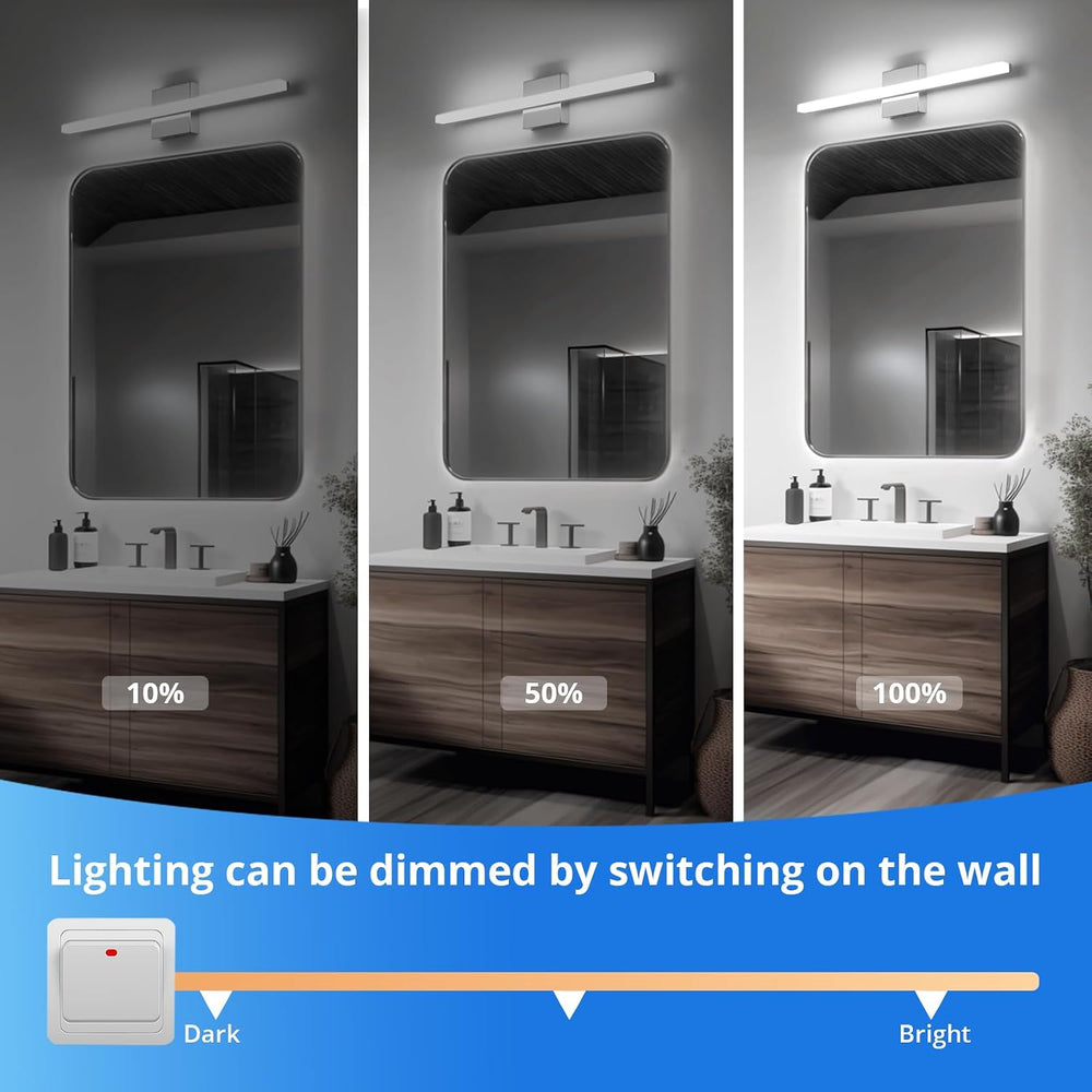 Modern Bathroom Vanity Light Fixtures, Chrome Wall Lamp above Mirror
