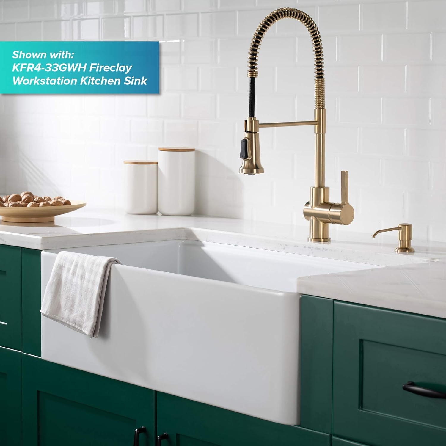 KRAUS Britt Commercial Style Kitchen Faucet in Spot Free Antique Champagne Bronze, KPF-1690SFACB