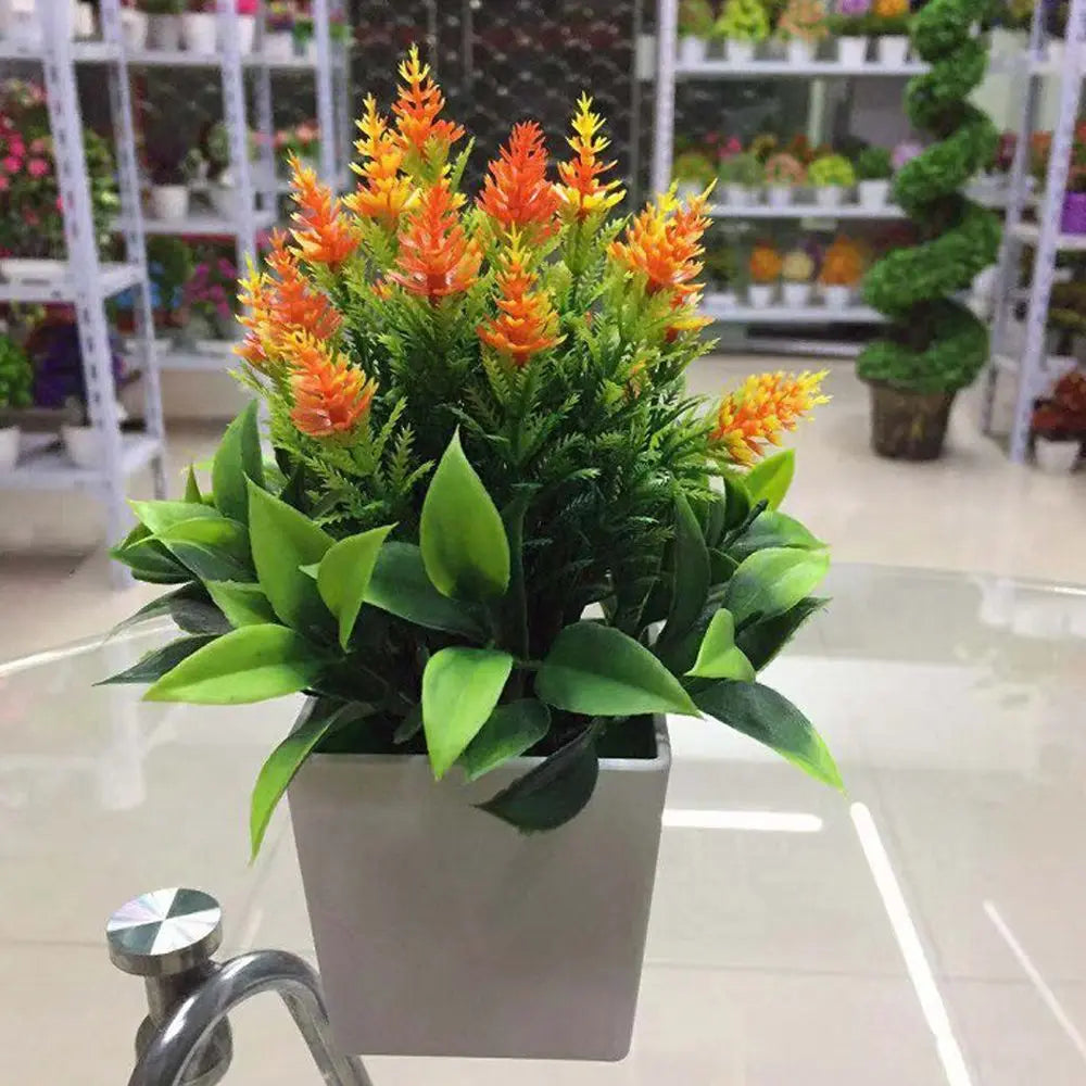 New Artificial Potted Plant with Pot Bonsai Faux Silk Flower Indoor Outdoor Home Garden Office Decoration Plants Ornements
