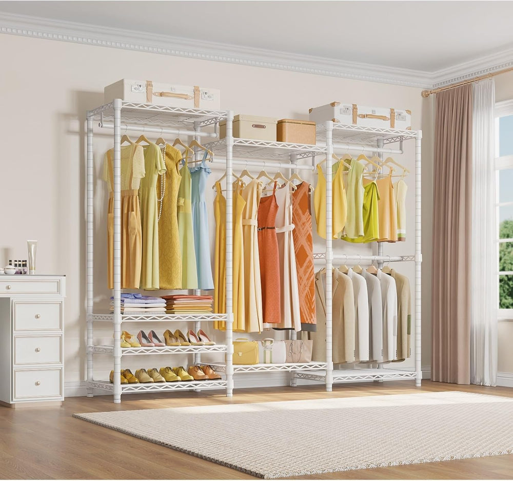 V5 Heavy Duty Clothes Rack, Freestanding Modular Closet System, White
