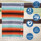 Authentic Handwoven Mexican Blanket | Yoga Blankets, Outdoor, Picnic, Beach, Camping | Equestrian Saddle | Serape 50X70 Inches - Bright Mandarin, Pack of 1