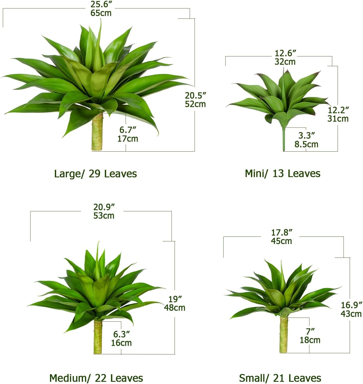 28 Inch Artificial Agave Plants Outdoor Set of 2, Large Faux Succulent Plants for Indoor Home Decor, Realistic Fake Agave Greenery for Patio Porch Garden, UV Resistant Plants without Pot