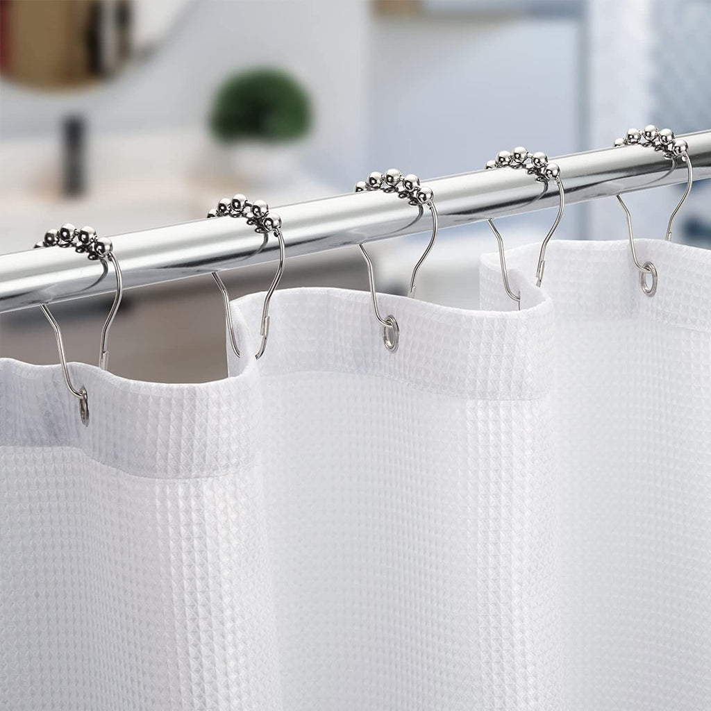 Shower Curtain Hooks Rings, Rust-Resistant Metal Shower Curtain Hooks for Bathroom Shower Rods Shower Hooks Shower Rings for Curtain - Set of 12, Nickel