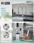 Chrome Kitchen Faucet with Sprayer,Commercial Faucet