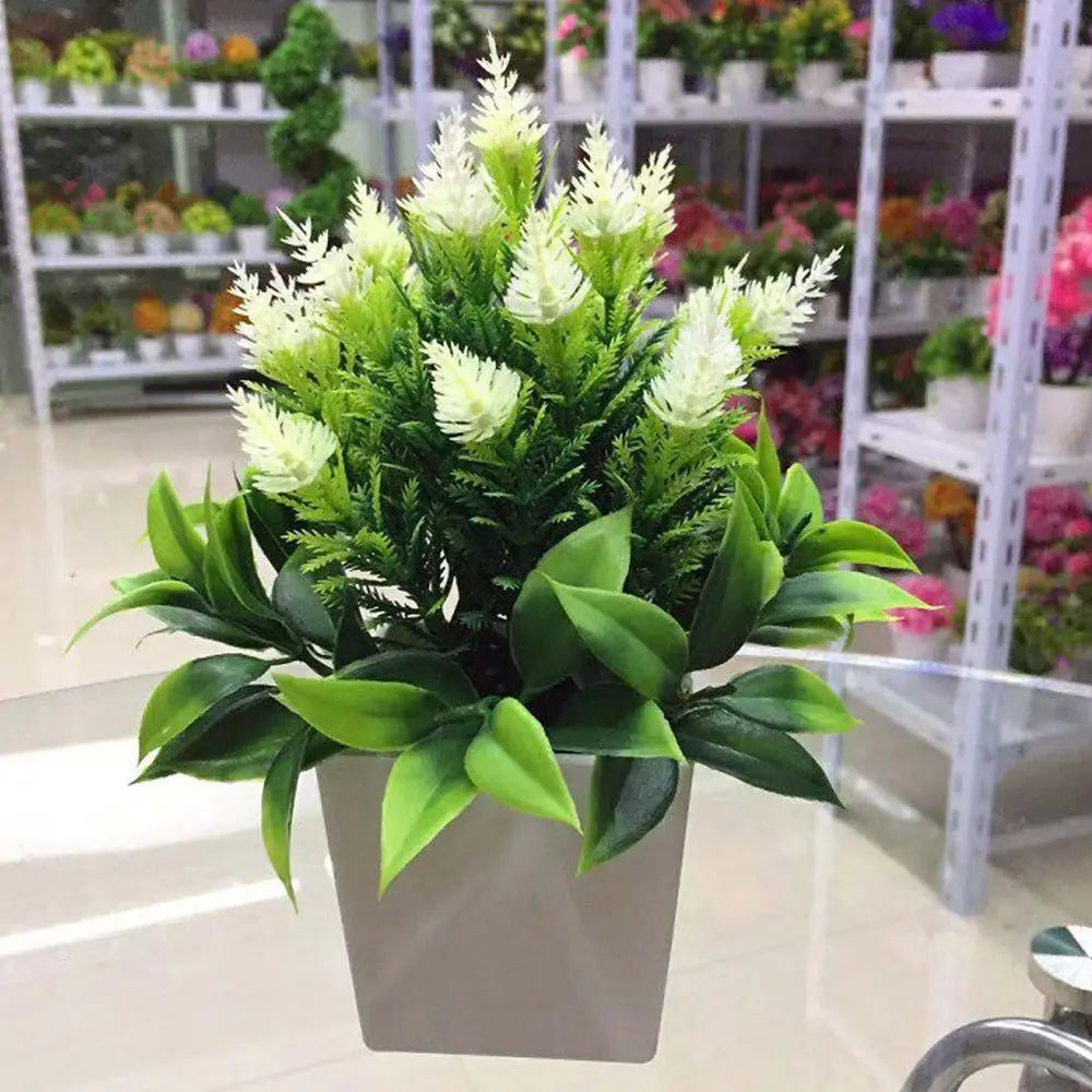 New Artificial Potted Plant with Pot Bonsai Faux Silk Flower Indoor Outdoor Home Garden Office Decoration Plants Ornements