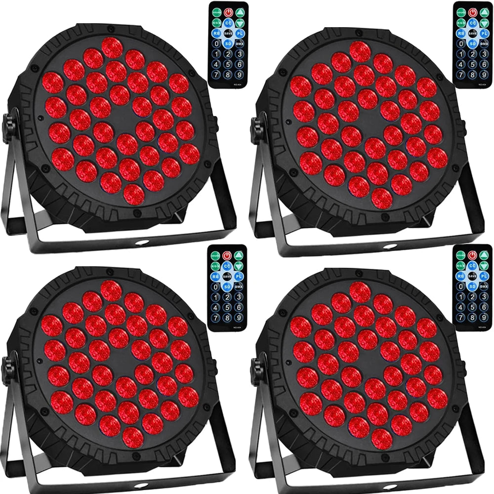 4PCS 36 LED Stage Full Color Flat Par Lighting Effect RGB 3IN1 DMX 512 DJ Disco Party Holiday Christmas Club Wedding Show Lights