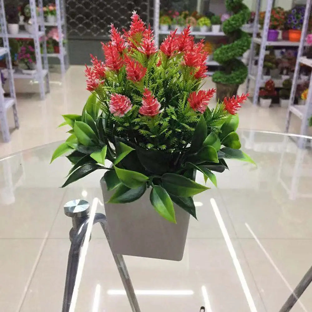New Artificial Potted Plant with Pot Bonsai Faux Silk Flower Indoor Outdoor Home Garden Office Decoration Plants Ornements
