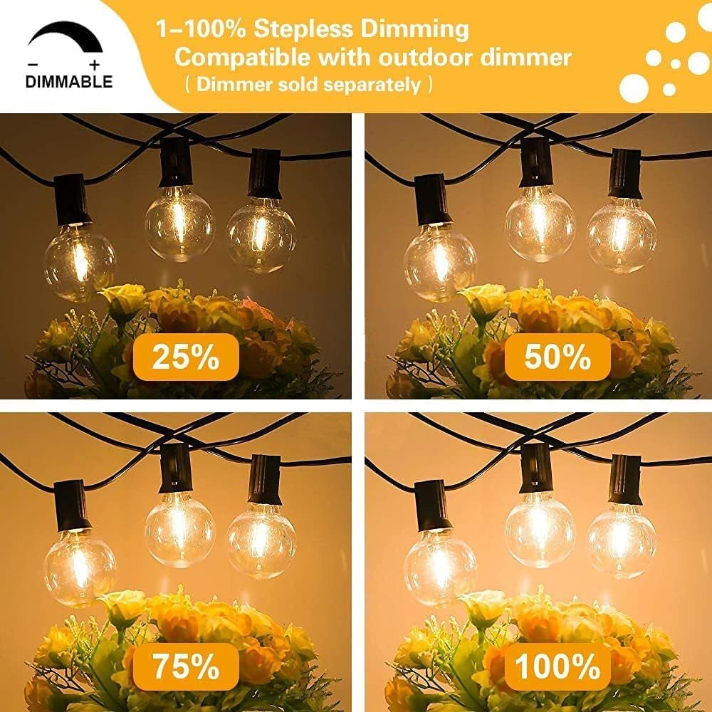 29FT Outdoor String Lights, G40 Globe LED Dimmable Patio Lights