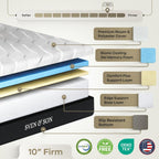 Sven & Son Harmony Adjustable Bed Base, Head and Foot Lift, Massage, Under-Bed Lights, USB, Gel Memory, Zero Gravity Smart Frame - Queen + 10 Inch Memory Foam Matt (Firm)