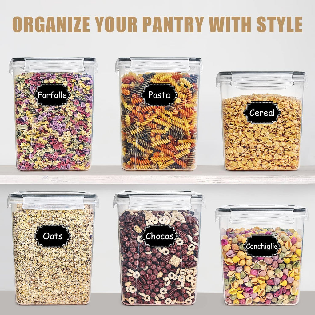 Flour Storage Containers 5.2L, 4 PCS Food Storage Containers, Black