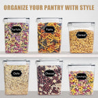 Flour Storage Containers 5.2L, 4 PCS Food Storage Containers, Black
