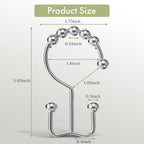 Shower Curtain Hooks Rings, Rust-Resistant Stainless Steel Double Shower Curtain Hooks, Shower Hooks for Shower Curtain and Liner Bathroom, Set of 12, Chrome