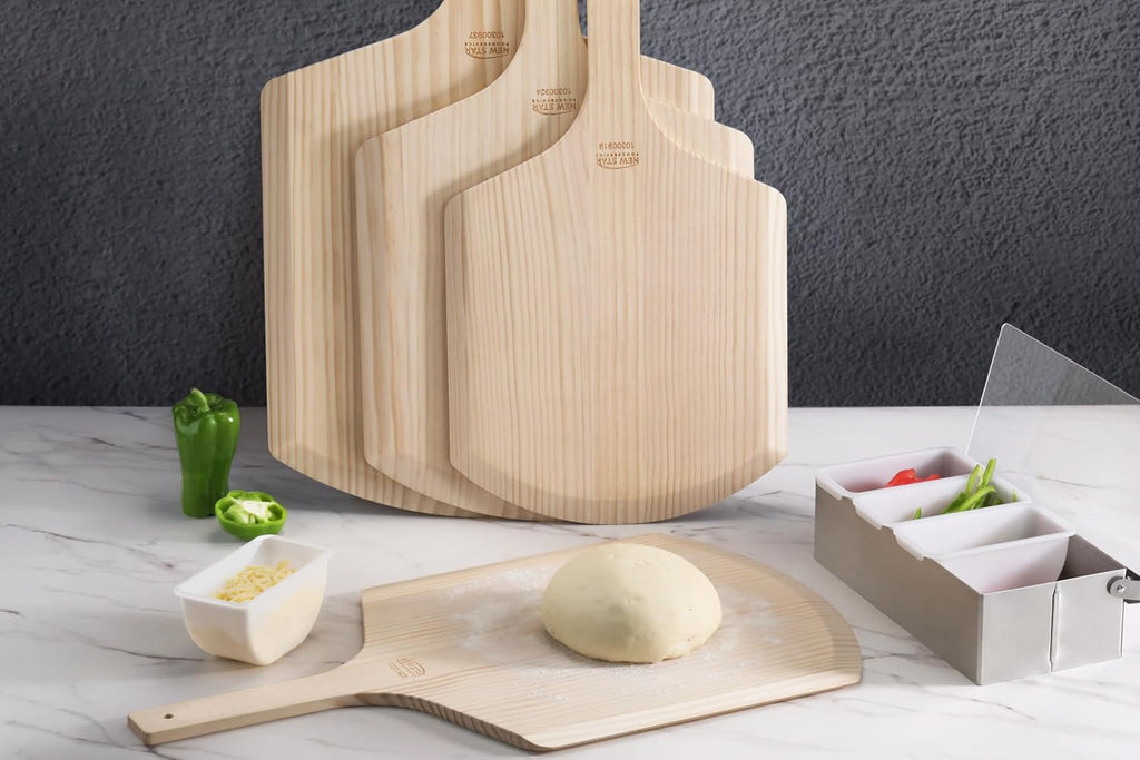 50295 Restaurant-Grade Wooden Pizza Peel, 16" L X 14" W Plate, with 8" L Wooden Handle, 24" Overall Length
