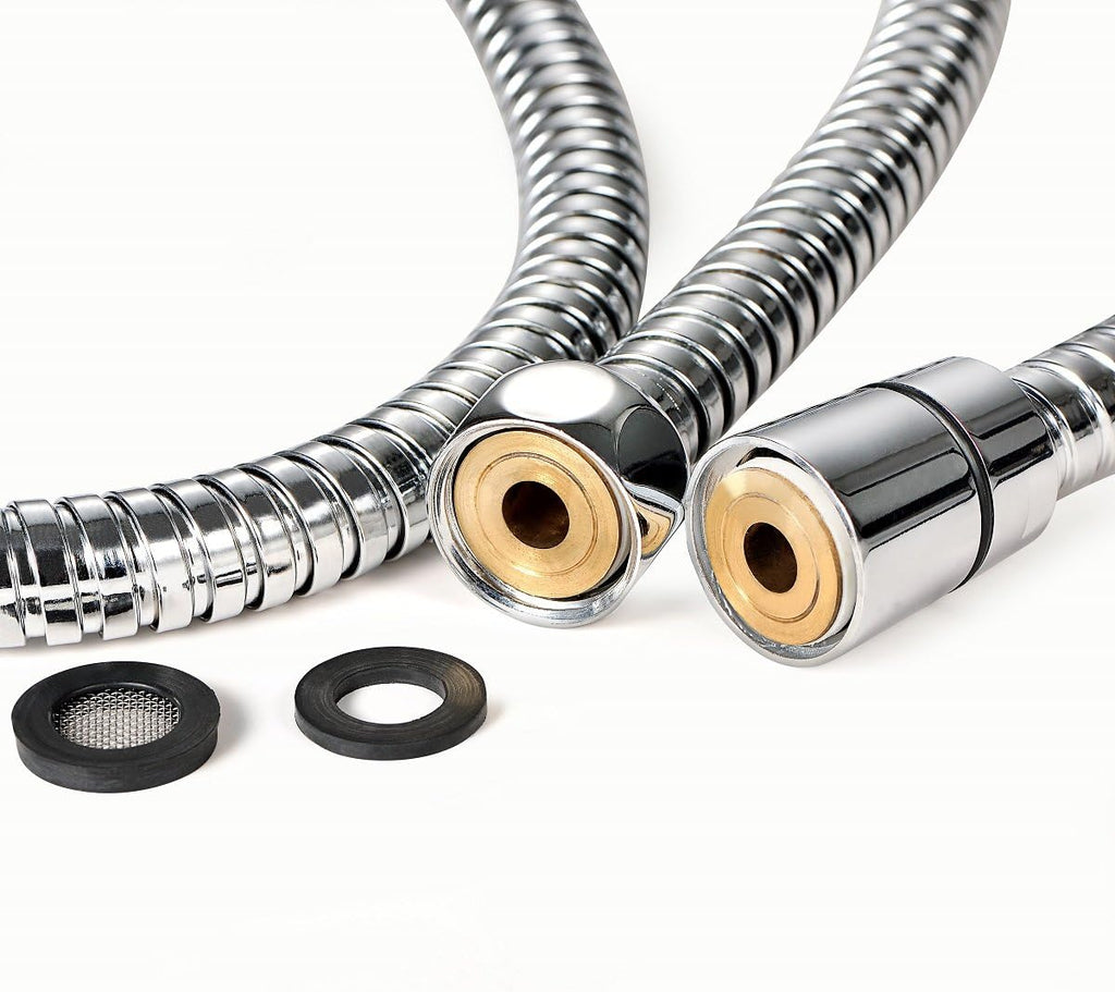 100 Inch Extra Long Shower Hose for Handheld Shower Head with Brass Fittings, 8 Feet 4 Inches Made of Stainless Steel Chrome Finish