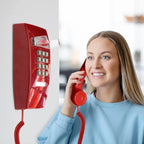 Teléfono retro de montaje en pared con timbre mecánico fuerte teléfonos vintage rojo